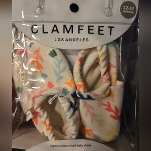 NEW Clamfeet Organic Cotton-Lined Baby Shoes, 12-18 Months